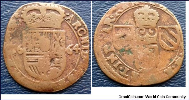 1664 Spanish Netherlands TOURNAI Liard 12 Mites KM#61 Felipe IV 27mm Coin Go Here:

http://stores.ebay.com/Mt-Hood-Coins