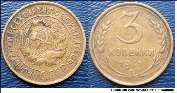 1931 Russia 3 Kopeks Y#93 National Arms Nice Grade Circulated Coin Go Here:

http://stores.ebay.com/Mt-Hood-Coins
