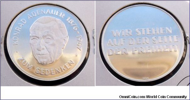 .9999 Silver Medal 1876-1967 Germany Konrad Adenauer Stunning Proof Strike 25 Grams Go Here:

http://stores.ebay.com/Mt-Hood-Coins