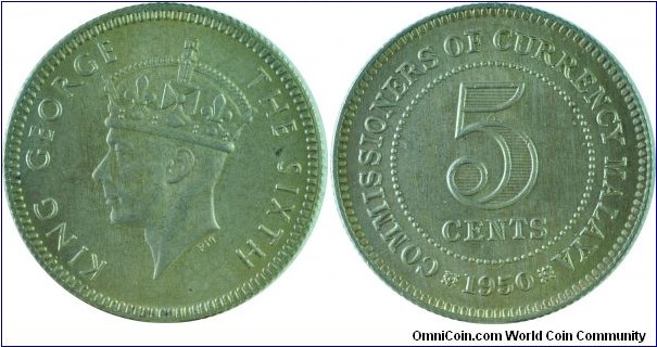 Malaya(British)5Cents-km7-1950