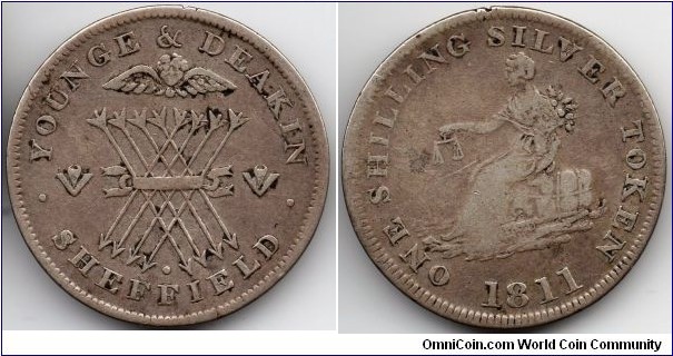 1811 silver shilling token (Sheffield)