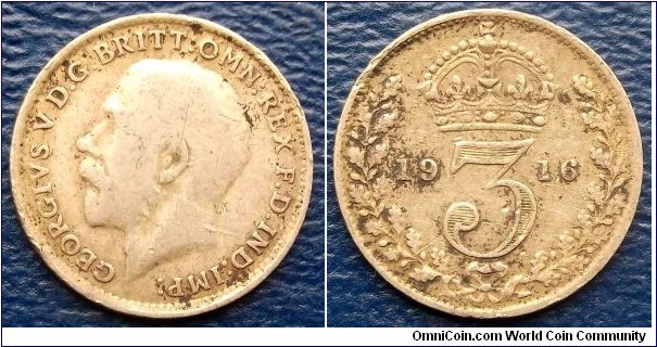 .925 Silver 1916 Great Britain 3 Pence George V Very Nice Toned Circ Go Here:

http://stores.ebay.com/Mt-Hood-Coins