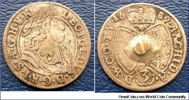 Silver 1689 Austria 3 Kreuzer KM#1245 Leopold I Habsburg Ex Jewelry Nice Go Here:

http://stores.ebay.com/Mt-Hood-Coins