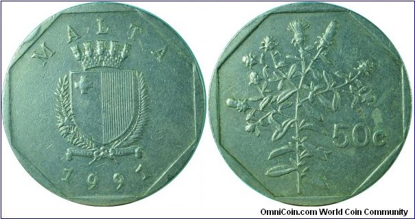 Malta50Cents-km98-1991