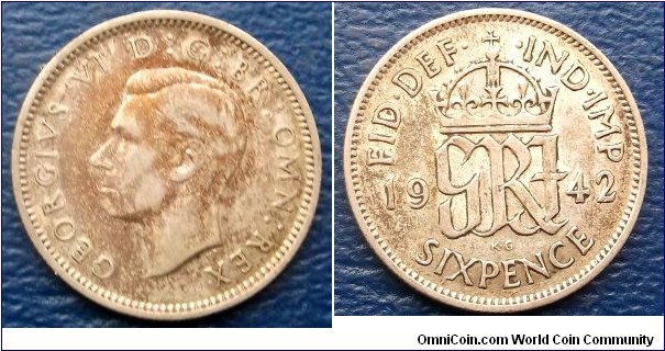 Silver 1942 Great Britain 6 Pence George VI KM#852 Nice Toned Circulated Silver 1942 Great Britain 6 Pence George VI KM#852 Nice Toned Circulated Go Here:

http://stores.ebay.com/Mt-Hood-Coins