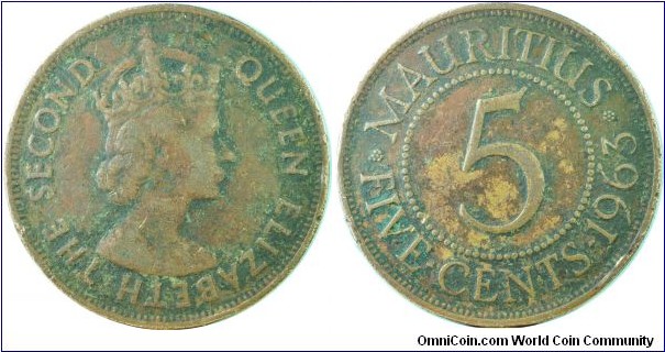 Mauritius(British)5Cents-km34-1963