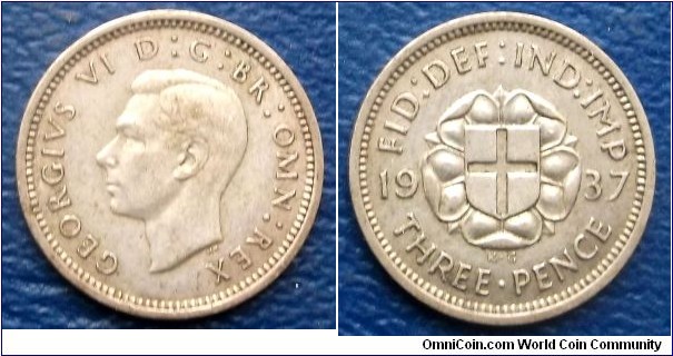 Silver 1937 Great Britain 3 Pence George VI KM#848 St George Shield Circ Go Here:

http://stores.ebay.com/Mt-Hood-Coins
