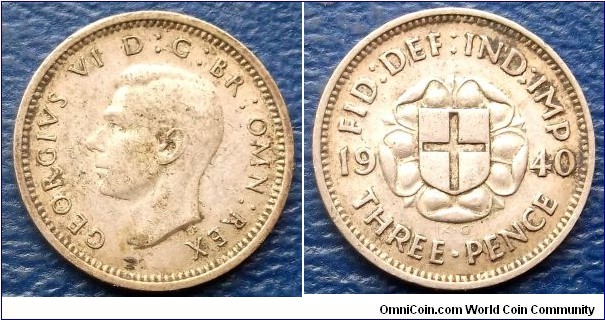 Silver 1940 Great Britain 3 Pence George VI KM#848 St George Shield Circ Go Here:

http://stores.ebay.com/Mt-Hood-Coins
