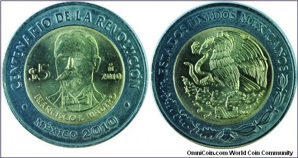 Mexico5Pesos-Francisco I Madero-km922-2010