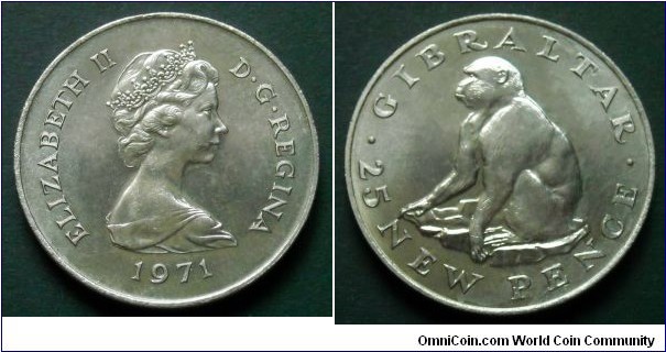 Gibraltar 25 new pence. 1971