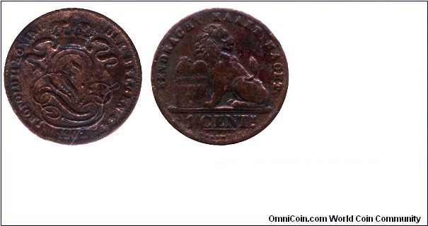Belgium, 1 cent, 1902, Cu, 18.00mm, 2.00g, sitting lion.
