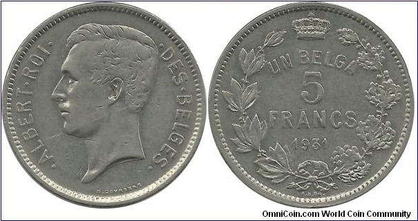 Belgium 5 Francs 1931(Fr)