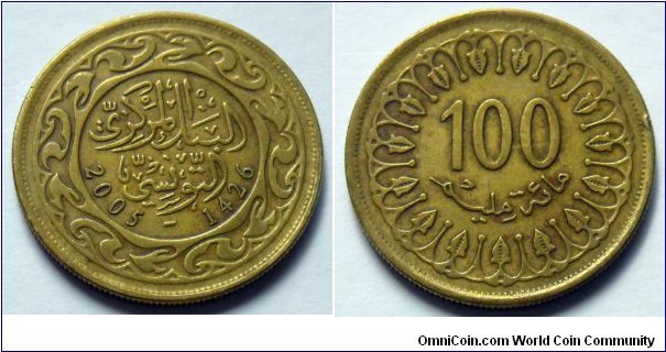 Tunisia 100 milliemes.
2005