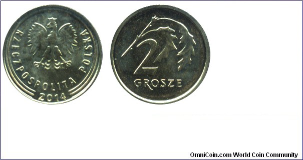 Poland, 2 grosze, 2014, new design.