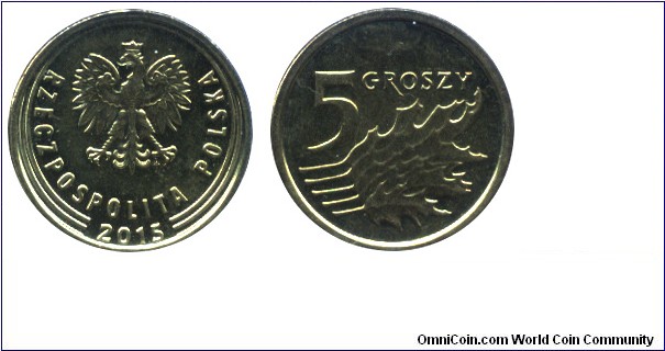 Poland, 5 groszy, 2013, new design.