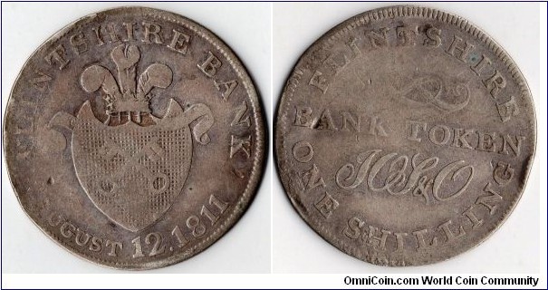 1811 Flintshire silver shilling token (scarcer issue)