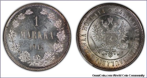 Finland 1 Markka 1915-S PCGS MS63