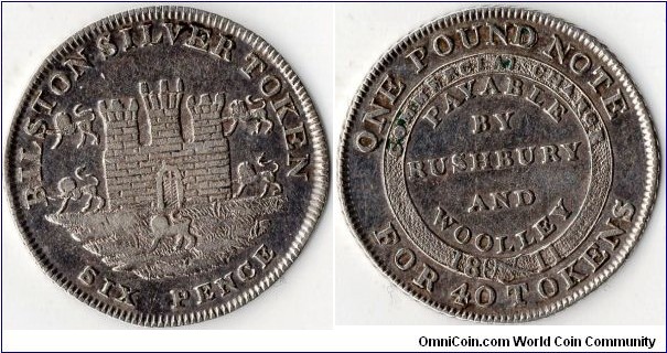 1811 silver 6d token (Bilston)