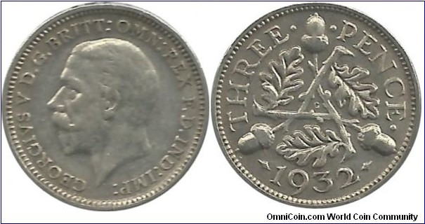 G.Britain 3 Pence 1932 (1.41 g / .500 Ag)