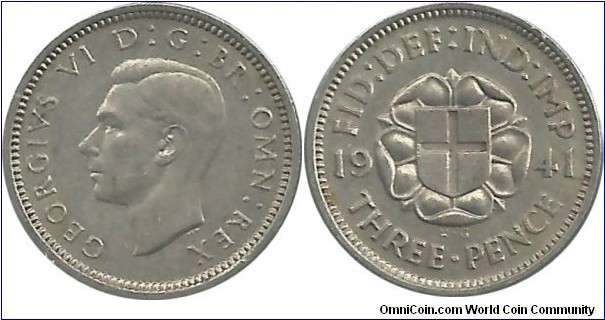 G.Britain 3 Pence 1941 (1.41 g / .500 Ag)