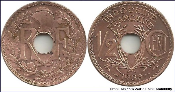 IndochinaFr ½ Centime 1938