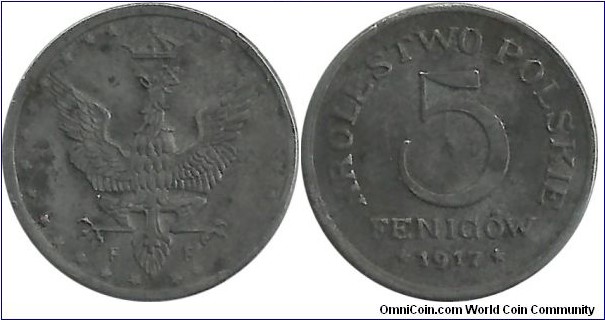 Poland 5 Fenigow 1917F