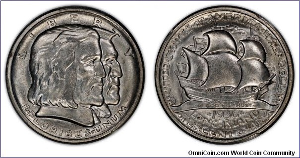 USA 50 Cents 1936 Long Island PCGS MS64