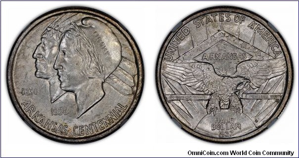 USA 50 Cents 1937-S Arkansas NGC MS64