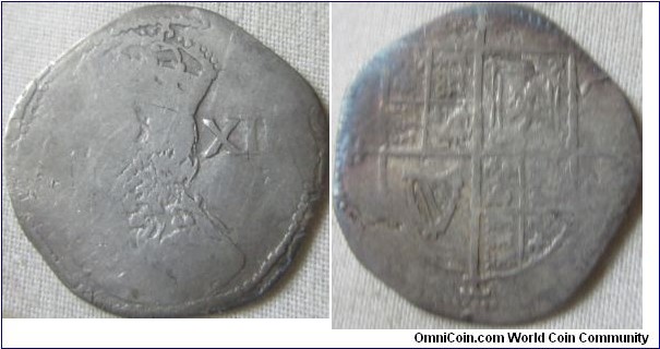 badly clipped charles I shilling possibility 1639/40 in date.