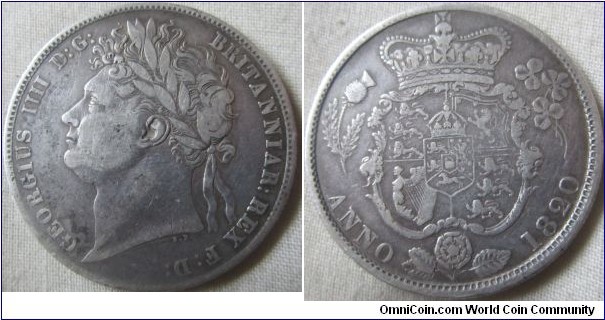 1820 halfcrown, F-VF grade 