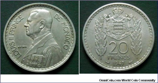 Monaco 20 francs.
1947