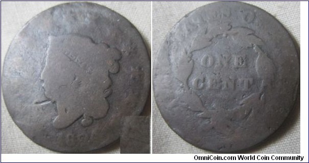 1824 cent, hard to tell if overdate version