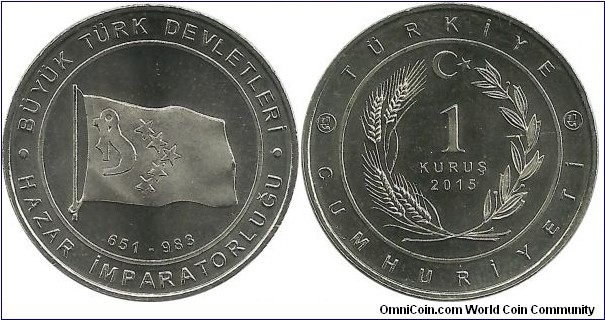 Türkiye 1 Kuruş 2015 - Great Türk States Serie-Hazar Imparatorlugu