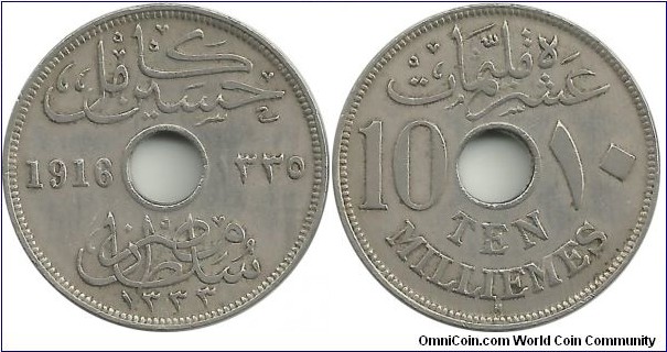 Egypt-British Occp 10 Milliemes AH1335-1916H