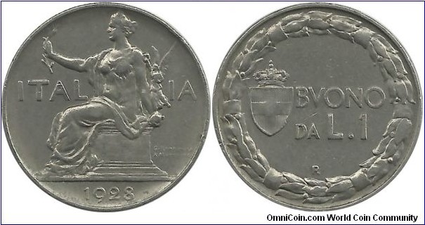 Italy-Kingdom 1 Lira 1928R
