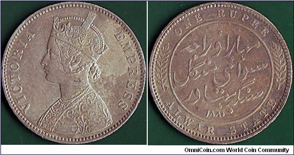 Alwar 1880 1 Rupee.