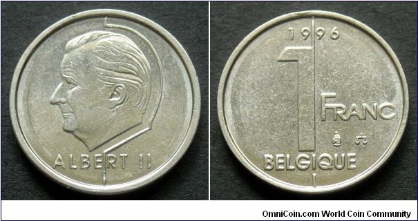 Belgium 1 franc.
1996, Belgique