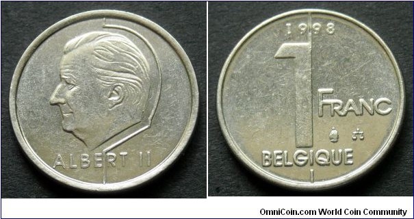 Belgium 1 franc.
1998, Belgique