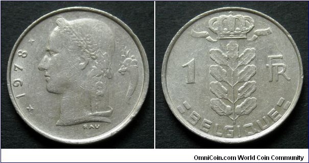 Belgium 1 franc.
1978, Belgique