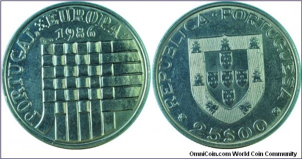 Portugal25Escudos-EuropeanCommonMarket-km635-1986