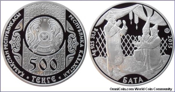 500 Tenge - Bata - 31.1 g 0.925 silver Proof - mintage 3,000 