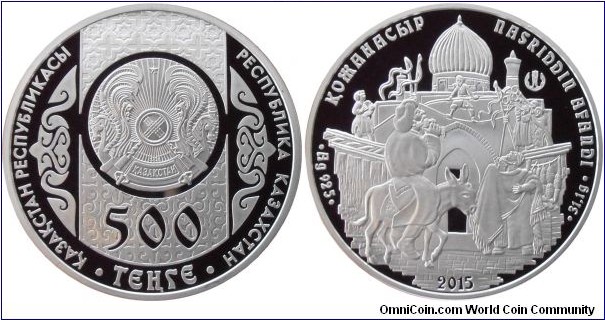 500 Tenge - Nasriddin Afandi - 31.1 g 0.925 silver Proof - mintage 2,000 
