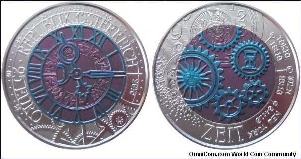 25 Euro - Time - 16.5 g 0.900 silver UNC + Niobium - mintage 65,000