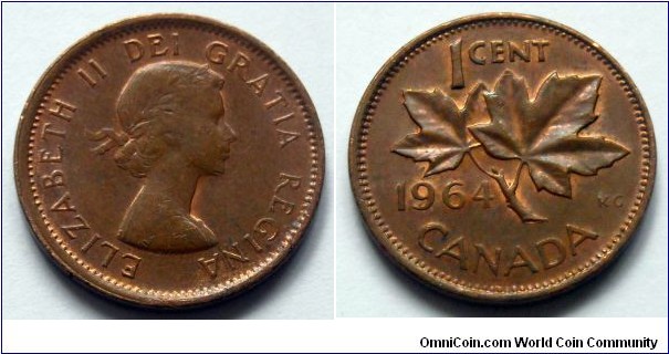 Canada 1 cent.
1964, Bronze