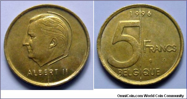 Belgium 5 francs.
1996, Belgique