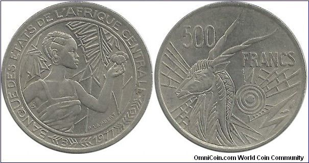 CentralAfricanStates 500 Francs 1977B-Republique Centrafricaine