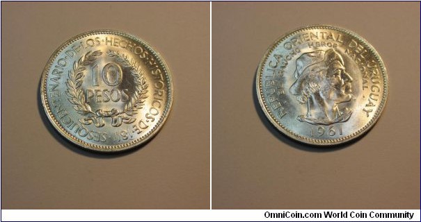 10 pesos
Metal plata
