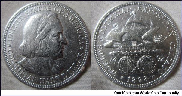1892 Columbus half dollar