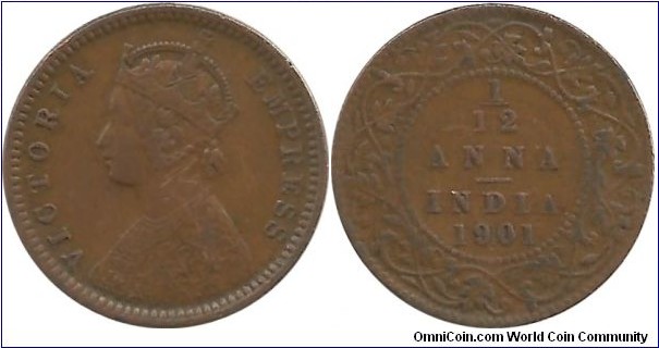 India-British 1/12 Anna 1901(C)