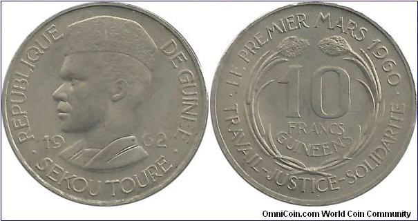 Guinea 10 Francs 1962